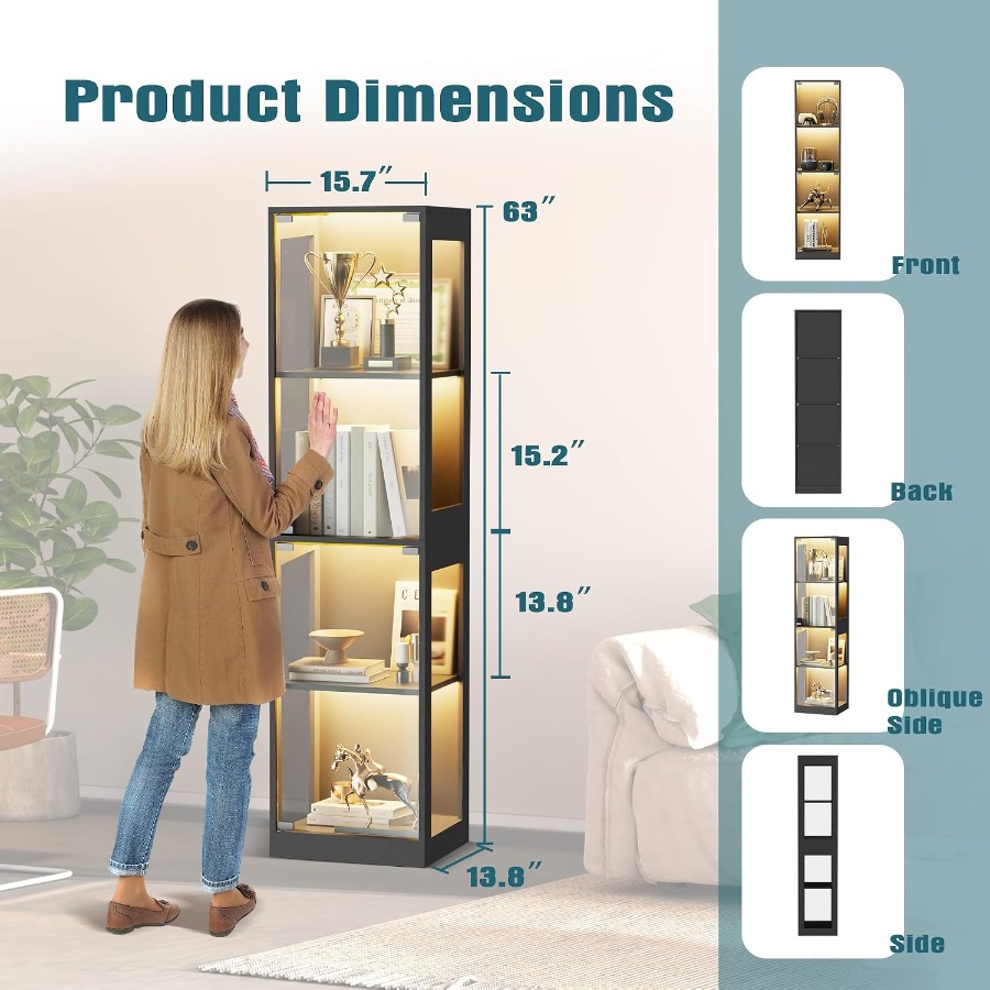 Display Cabinet with Glass Doo - Lighting recension och pris