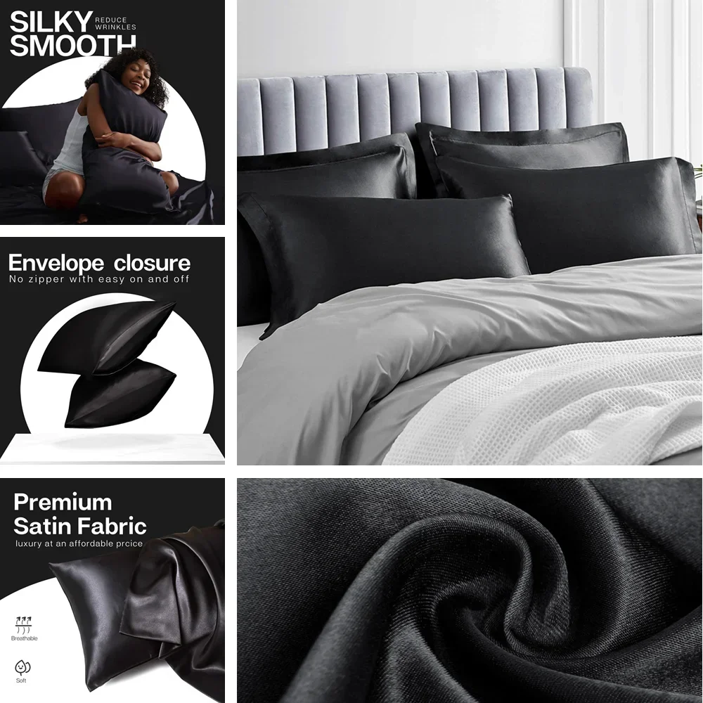 2 Pack Satin Pillowcase for Ha - Satin Silk Pillowcase Hair Skin recension och pris