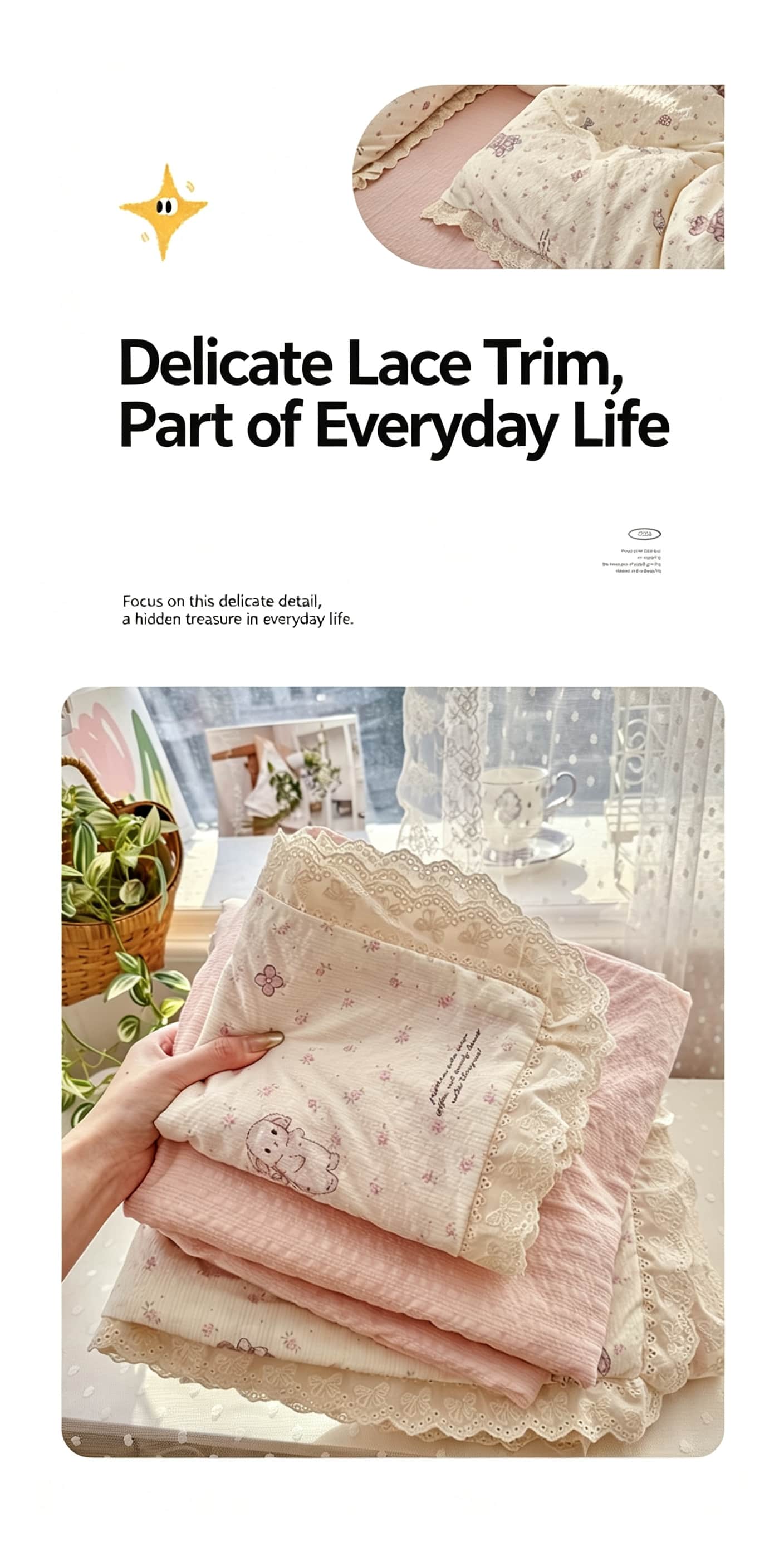 Ruffle Lace Floral Bedding Set - Aesthetic Floral Duvet Cover recension och pris