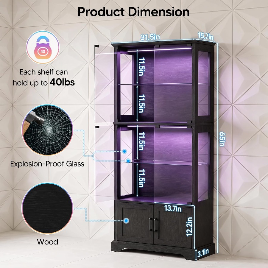 Display Cabinet with Glass Doo - Lighting recension och pris