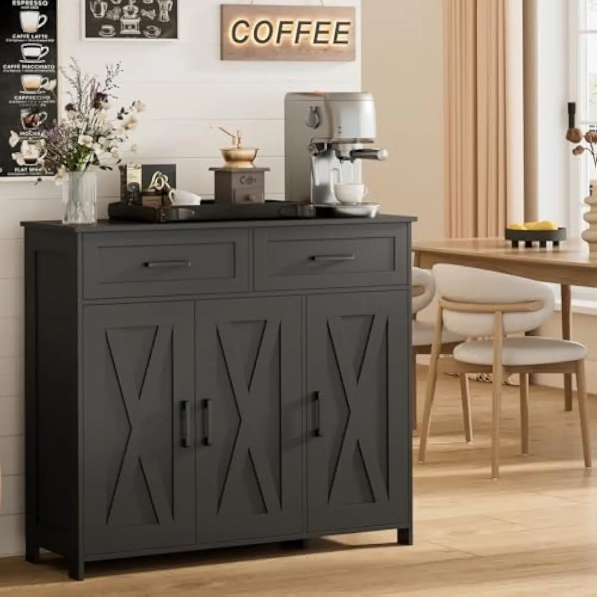 Coffee Bar Storage Cabinet wit - Storage & Organization recension och pris