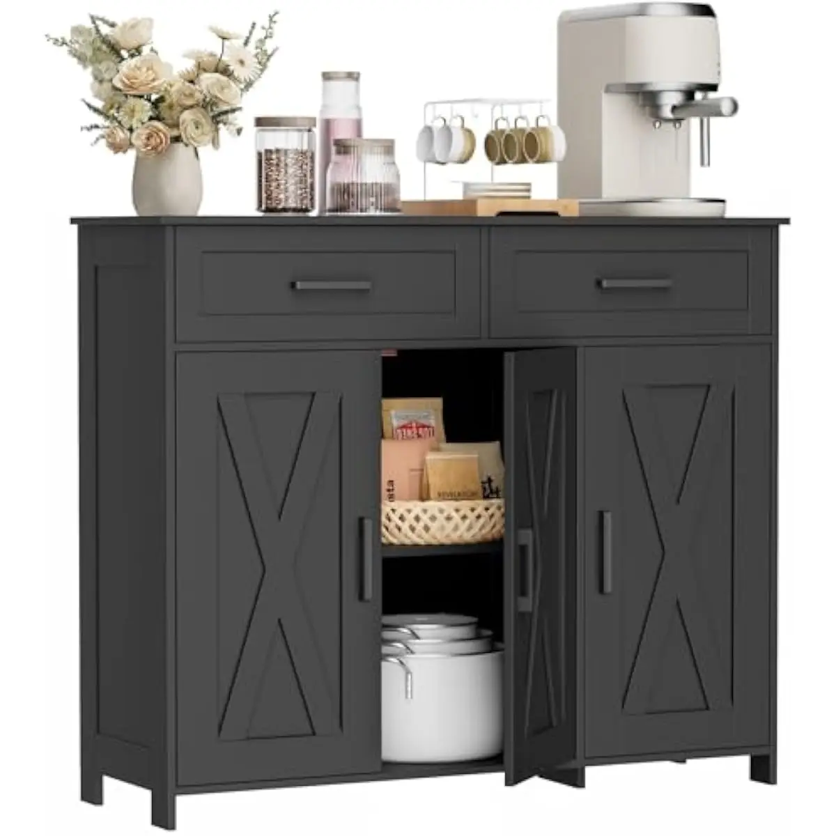 Coffee Bar Storage Cabinet wit - Storage & Organization recension och pris