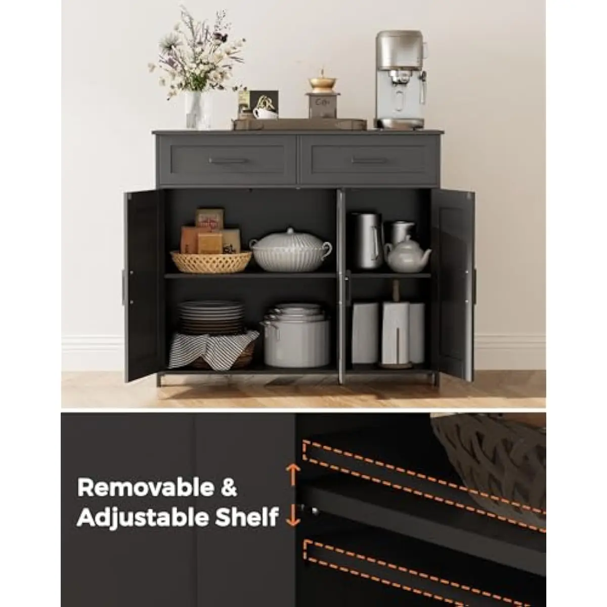 Coffee Bar Storage Cabinet wit - Storage & Organization recension och pris