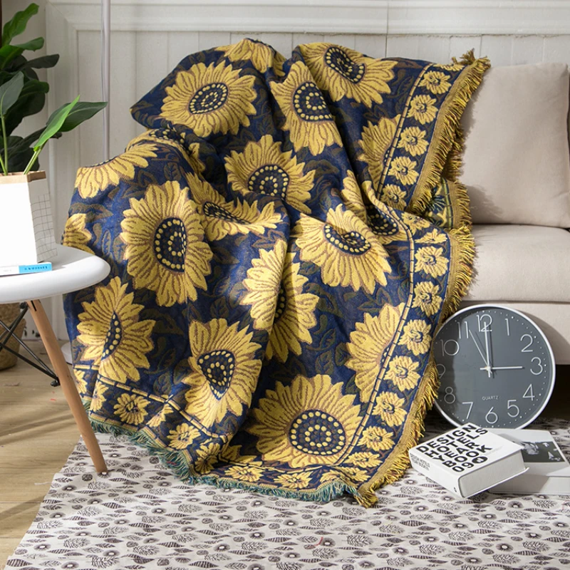 Textile City Vintage Sunflower - Boho Throw Blanket Fringe recension och pris