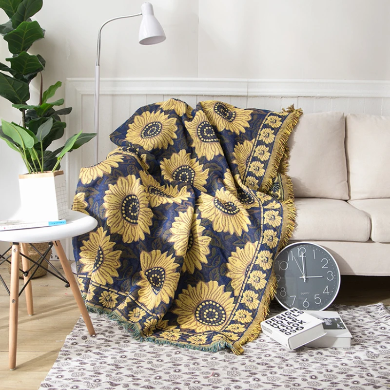 Textile City Vintage Sunflower - Boho Throw Blanket Fringe recension och pris