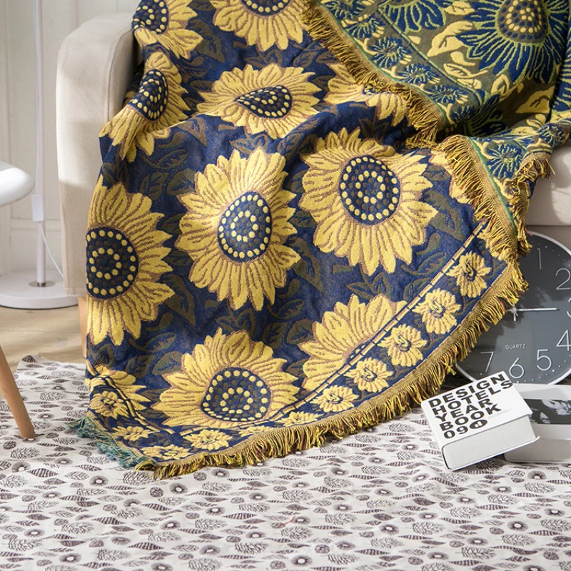 Textile City Vintage Sunflower - Boho Throw Blanket Fringe recension och pris