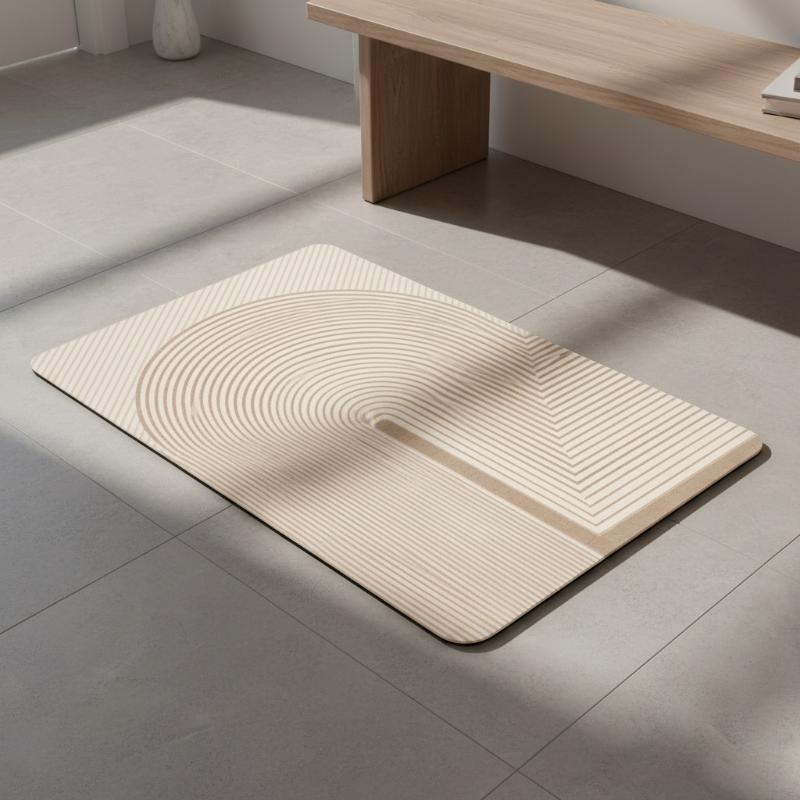 Beige Striped Diatomite Bath M - Quick Dry Diatomite Bath Mat recension och pris