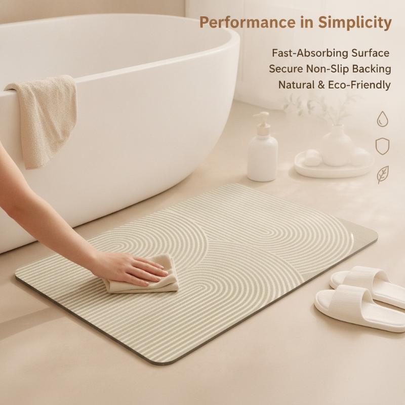 Beige Striped Diatomite Bath M - Quick Dry Diatomite Bath Mat recension och pris