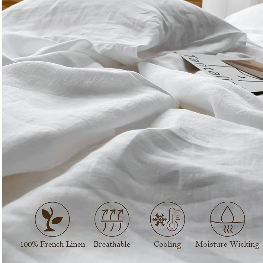 100% Linen Soft Bed Sheets, Qu - Fitted Bed Sheets Deep Pocket recension och pris