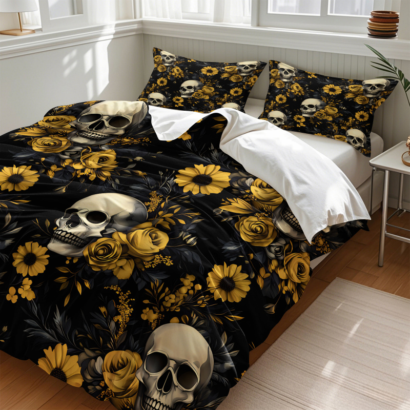 Dark Aesthetic Skull Yellow Fl - Aesthetic Floral Duvet Cover recension och pris