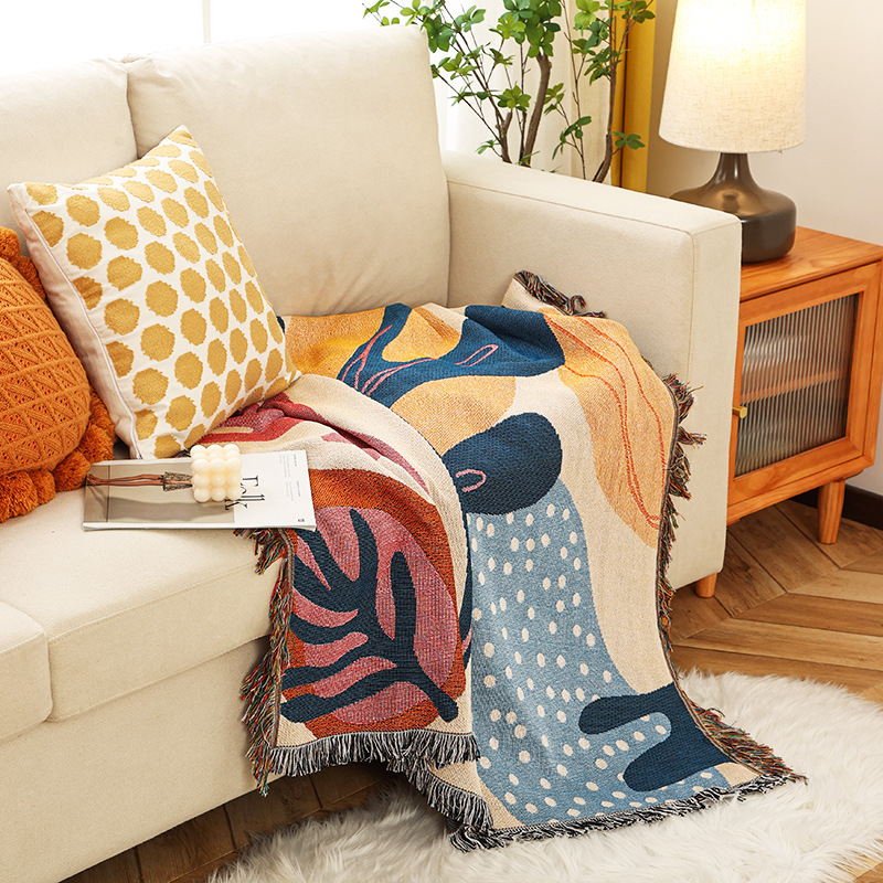 Boho Abstract Botanical Jacqua - Boho Throw Blanket Fringe recension och pris
