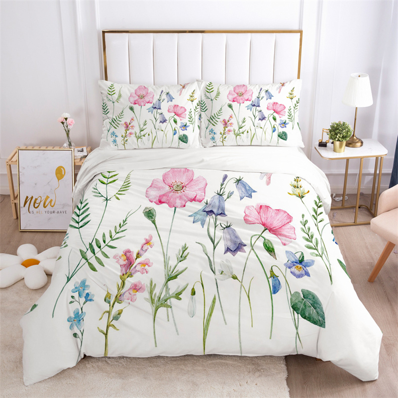 Floral Leaves Bedding Set Micr - Aesthetic Floral Duvet Cover recension och pris